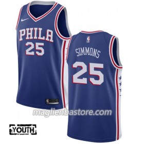 Maglia NBA Philadelphia 76ers Ben Simmons 25 Nike 2017-18 Blu Swingman - Bambino